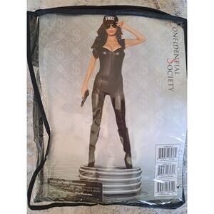 Confidential Society SWAT Commander Officer Costume Black Zip Up Catsuit New L